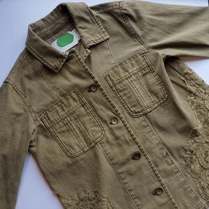 Anthropologie Olive Green Utility Jacket with Lace XS P